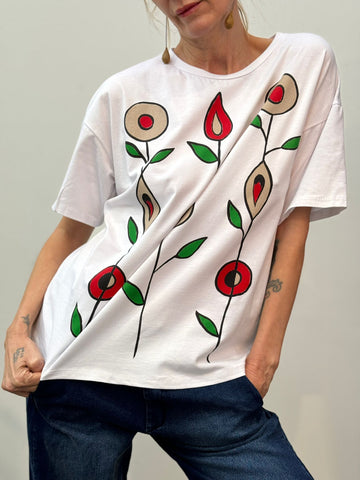 FLOWER T-SHIRT RED  - 44C3-D1023