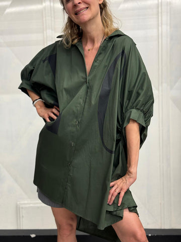 BLUSA - OLIVE GREEN LONG BLOUSE - 6074