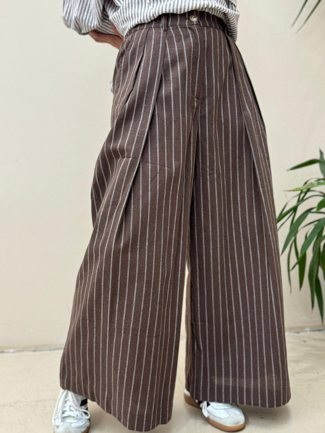 PANTALON - BROWN STRIPED PANTS - 7018