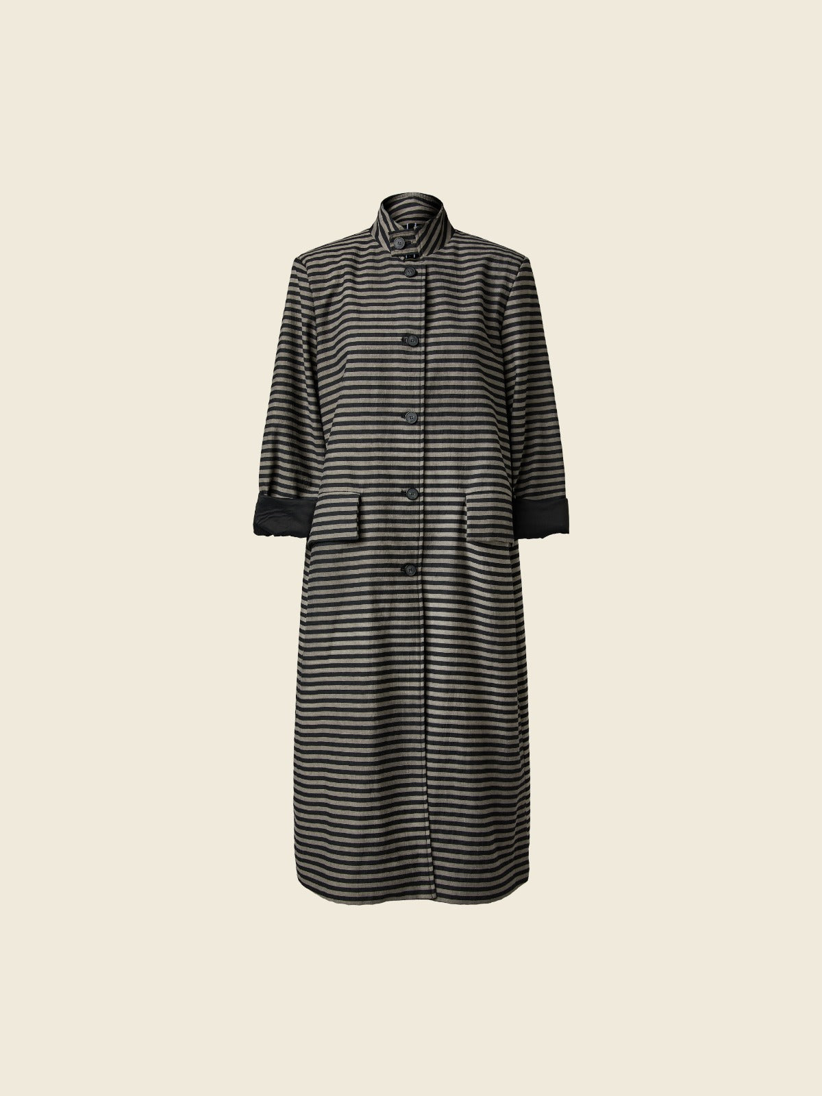 LINED JACKET IN STRIPED FABRIC - BLACK - 224322