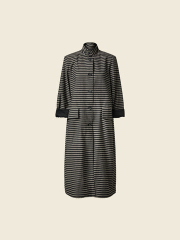 LINED JACKET IN STRIPED FABRIC - BLACK - 224322