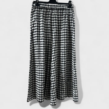 WOMEN TROUSERS BLACK & WHITE PATTERNED FABRIC - 240406