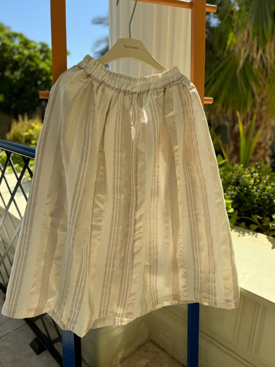 FALDA - BEIGE STRIPED SKIRT - H500