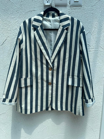 VESTE GILET - WHITE & NAVY BLUE - 6288