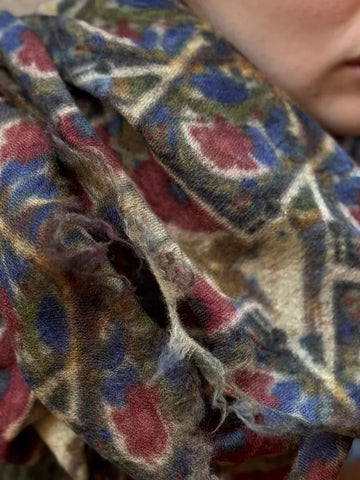 SCARF - BEIGE BLUE & MAROON - ZCC26SCARFL1