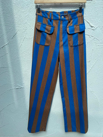 PANTALON ( WITH POCKET) - BLUE & BROWN - 9500511-COT873