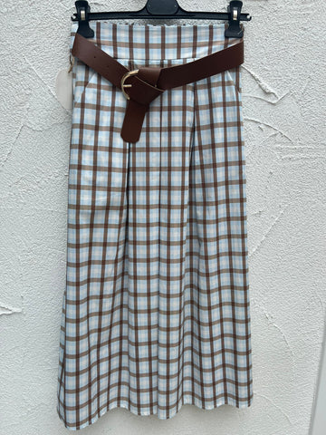 JUPE/SKIRT - LIGHT BLUE, WHITE & BROWN - 52123-po2h