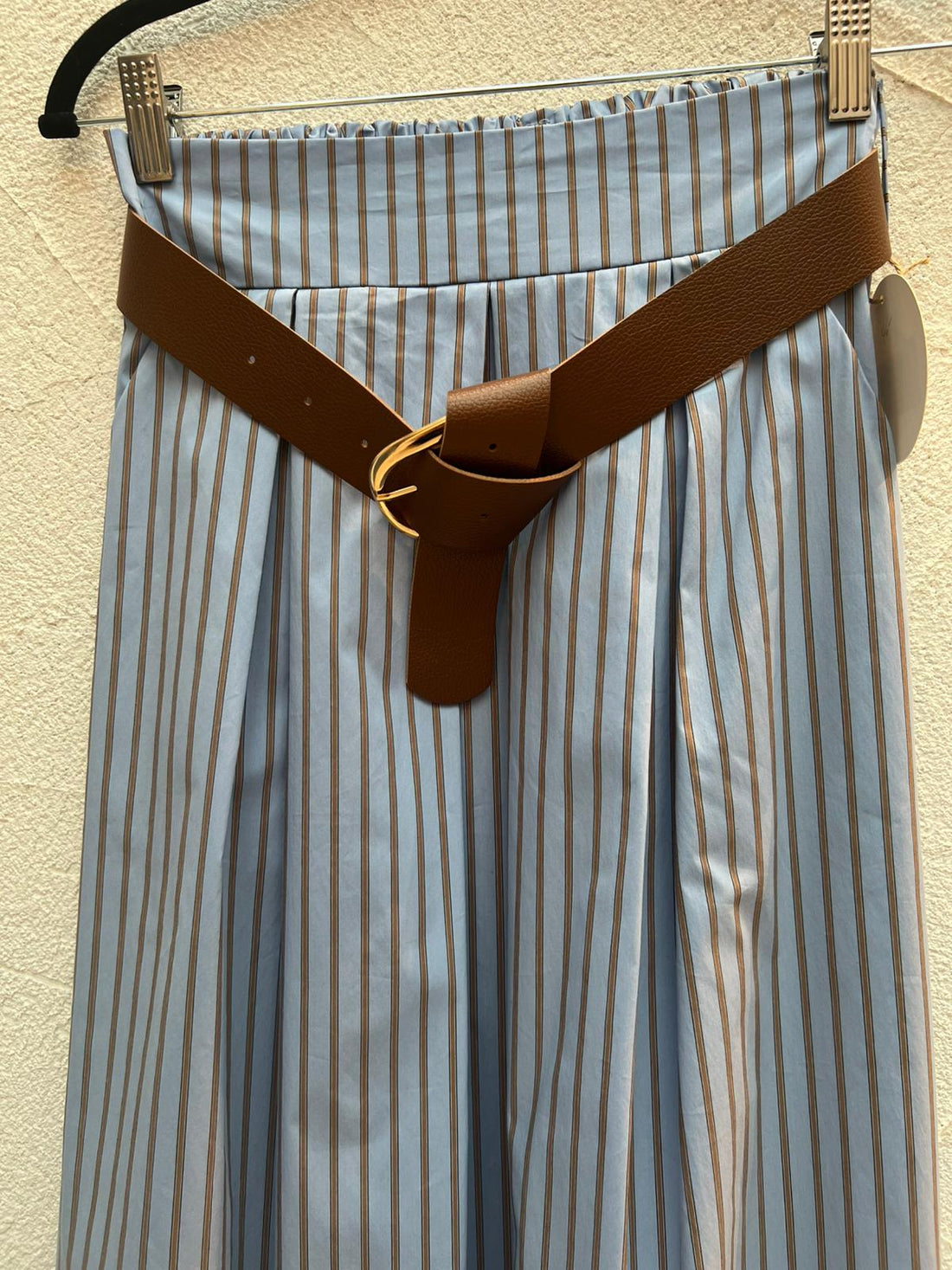 JUPE/SKIRT - LIGHT BLUE & BROWN - 52123PNST