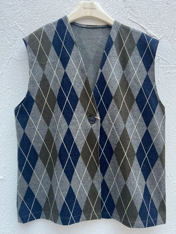 VESTE GILET - 81678 - BLUE & GRAY
