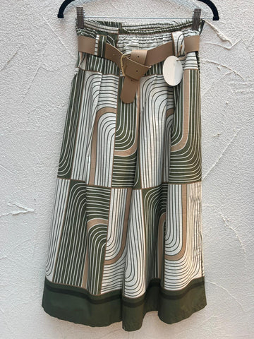 PANTALON - WHITE, BEIGE & PISTA - 6884