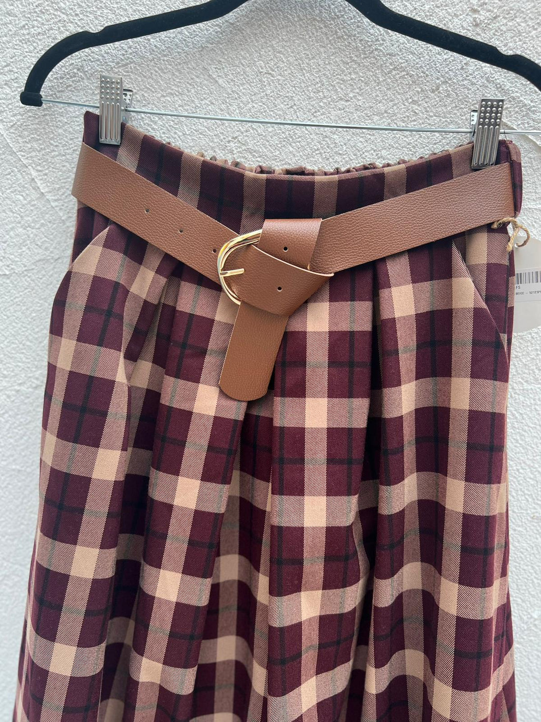 JUPE/SKIRT - MAROON & BEIGE - 52123POST