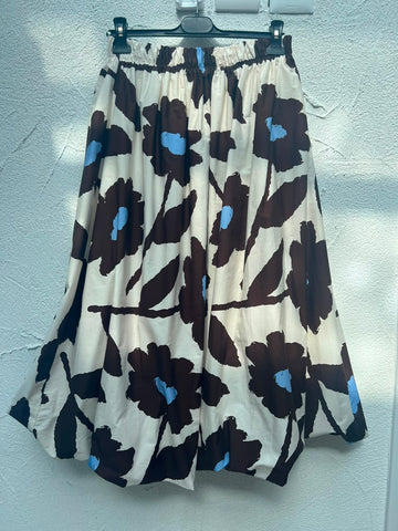 WOMEN'S SKIRT - CREAM & DARK BROWN - H5042-C12