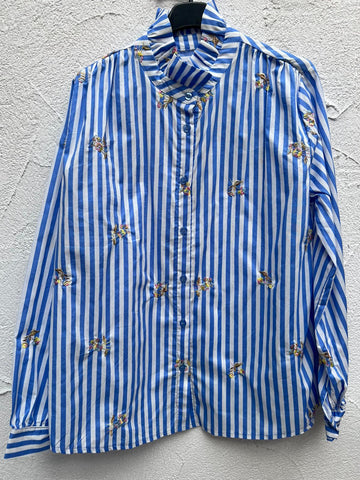 WOMEN'S SHIRT - LIGHT BLUE & WHITE - H4867-C156