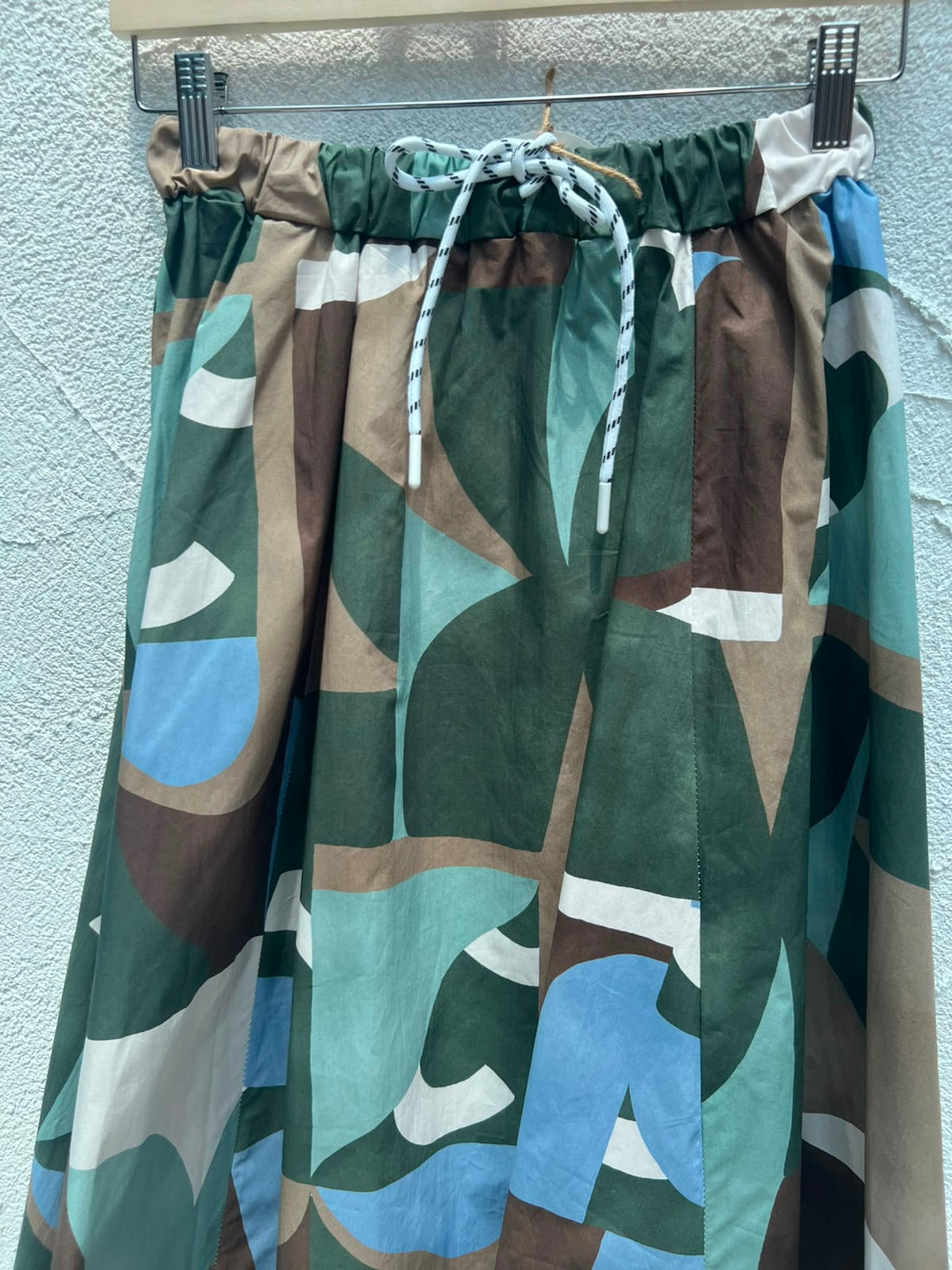 JUPE/SKIRT - WHITE, BLUE & OLIVE GREEN - 7036