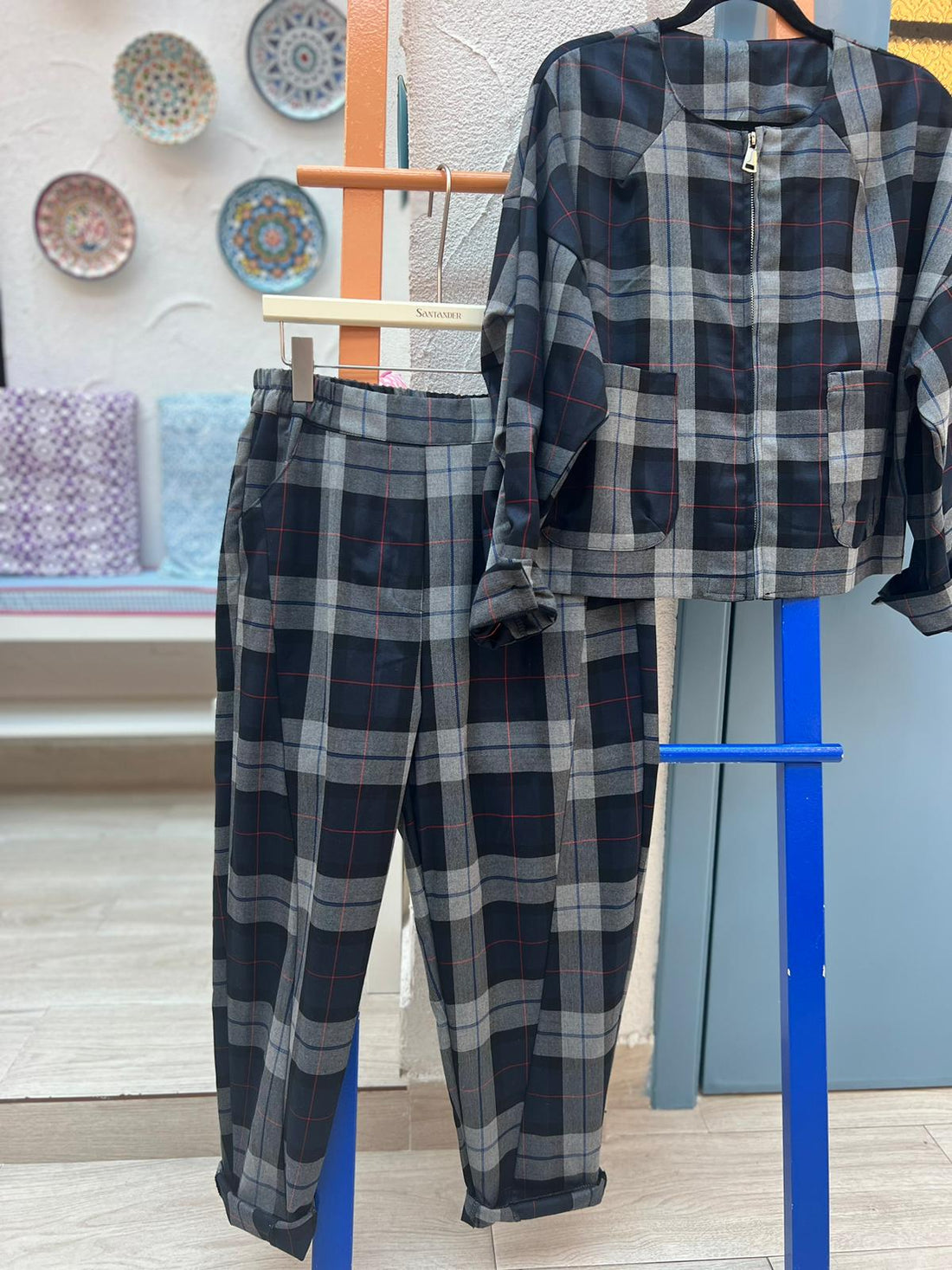 PANTALONE - GRAY & NAVY BLUE - 6519