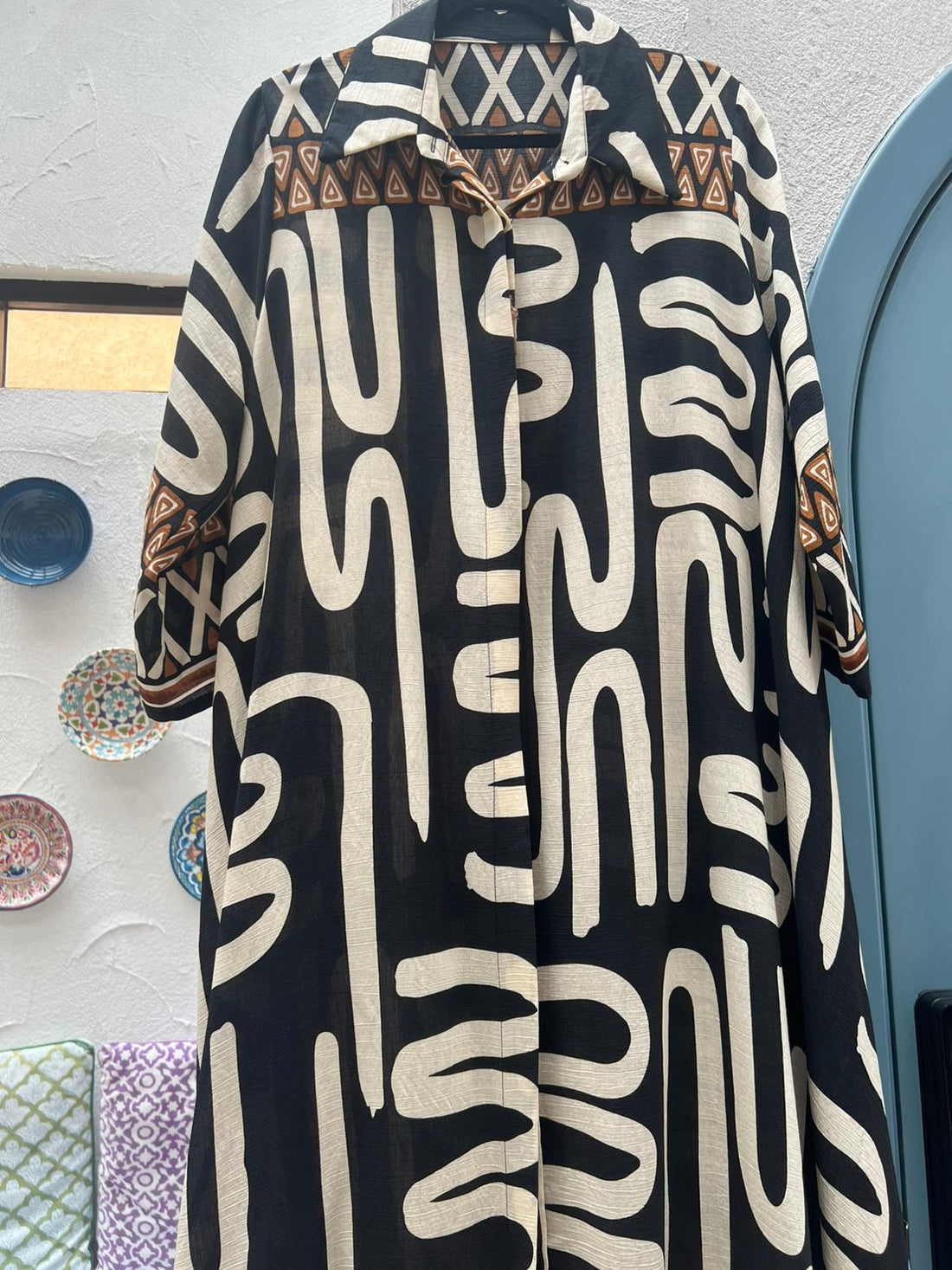 WOMEN'S DRESS - BLACK & BEIGE - H2842-V62