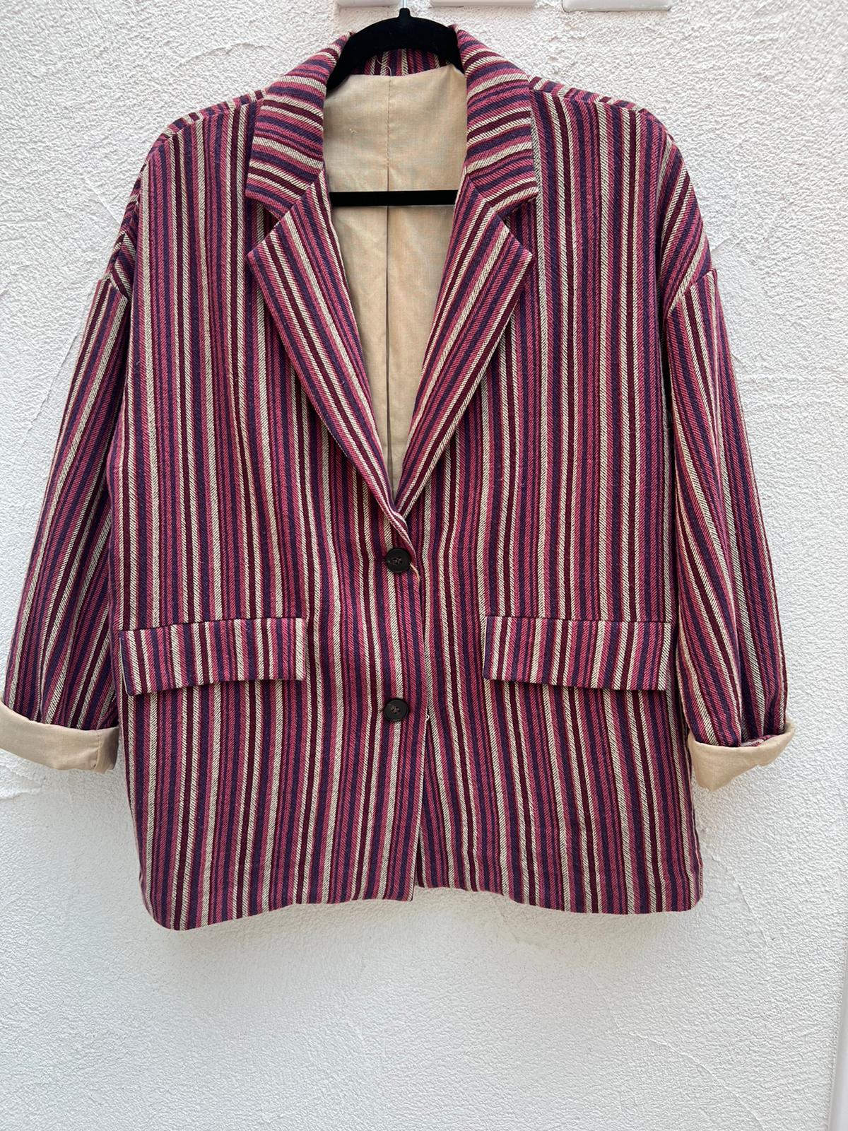 VESTE GILET - MAROON & PINK - 2000113-81040