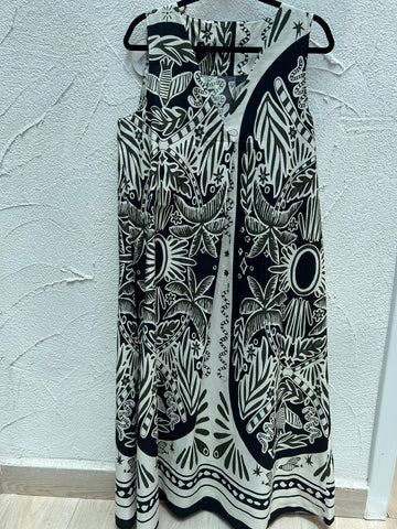 WOMEN'S DRESS - BLACK & WHITE - H3552-C12