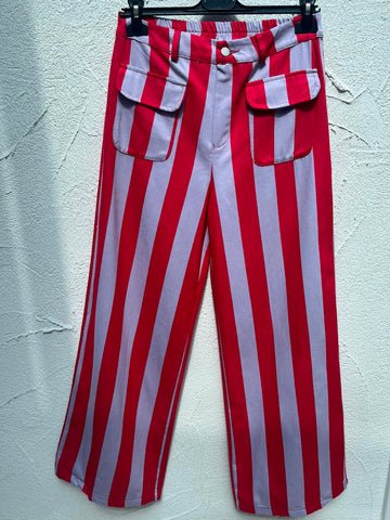 PANTALON ( WITH POCKET) - RED & PURPLE - 9500511-COT873