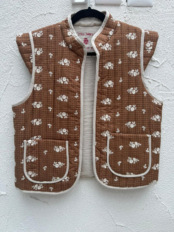 VESTE GILET - BROWN & WHITE - wm 2709