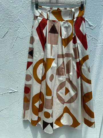 JUPE/SKIRT - CREAM, BEIGE & BROWN - 8049