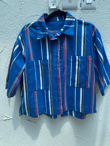 CHEMISE/TUNIQUE - BLUE, WHITE & MAROON - 11011217