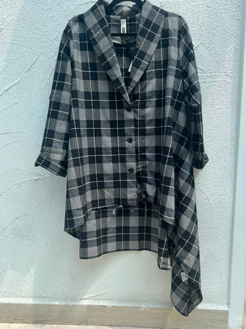 WOMAN SHIRT - BLACK AND WHITE TARTAN - 260090