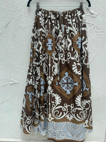 WOMEN'S SKIRT - DARK BROWN & WHITE - A7759-M11