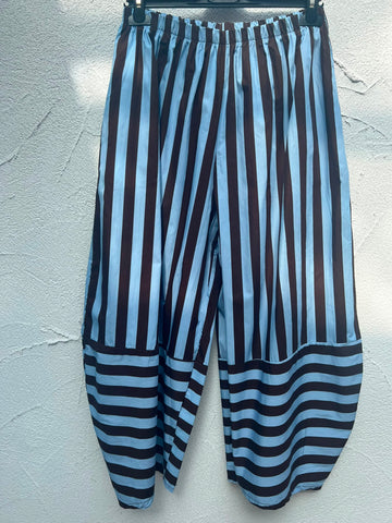 WOMEN'S PANTS - SKY BLUE & BROWN - H4957-C12 (THIN STRIPES)