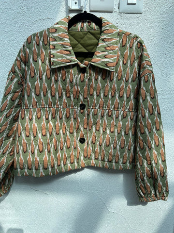 VESTE GILET - GREEN & BROWN - 1100939-GEMMA-ST