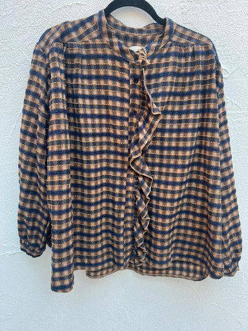 CHEMISE/TUNIQUE - BLUE & BROWN - 19789EDNA