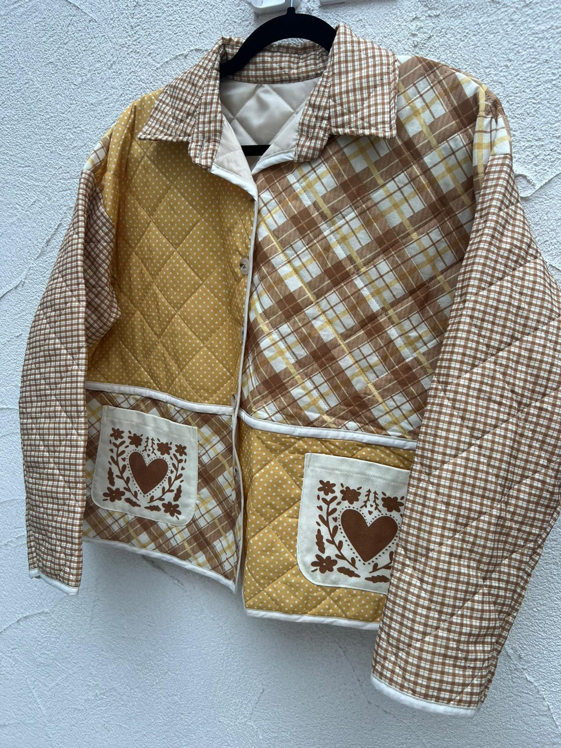 VESTE GILET - YELLOW, WHITE & BROWN- 11950