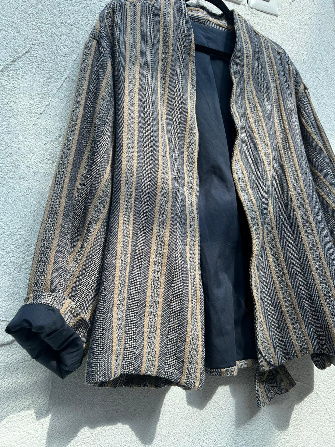 VESTE GILET - BEIGE & NAVY BLUE - 1101131-GA2