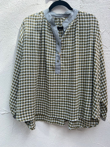CHEMISE/TUNIQUE - LIGHT BLUE, OLIVE GREEN & WHITE - 1101041bag635