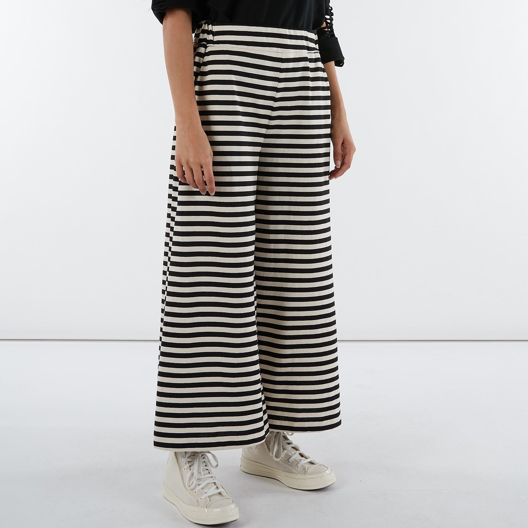 Culotte Trousers In Striped Cotton Fabric -791534