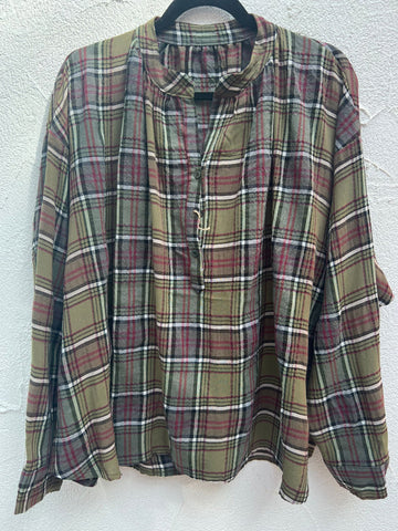 CHEMISE/TUNIQUE - OLIVE GREEN & MAROON - m19567-572