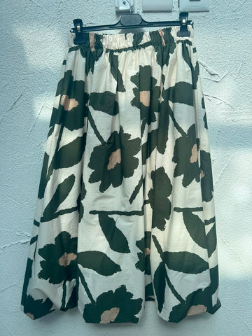 WOMEN'S SKIRT - CREAM & ARMY GREEN  - H5042-C12