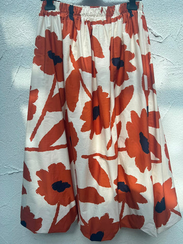 WOMEN'S SKIRT - CREAM & ORANGE - H5042-C12