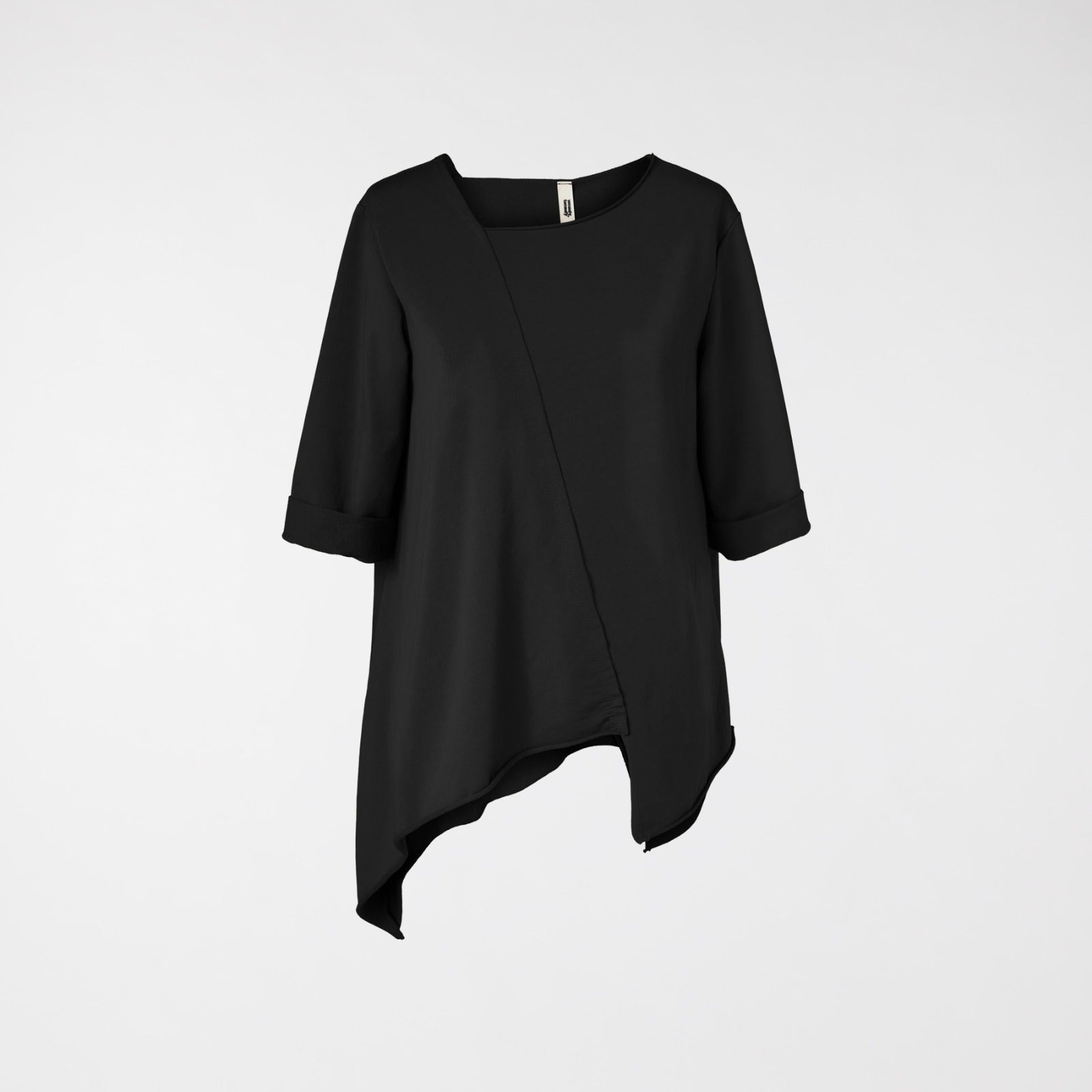 BALCK T-SHIRT WITH DIAGONAL CUT -223727