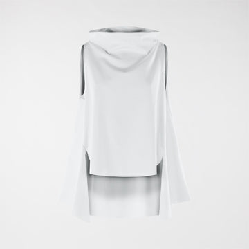 WHITE - HIGH NECK STRETCH WAISTCOAT - 110225