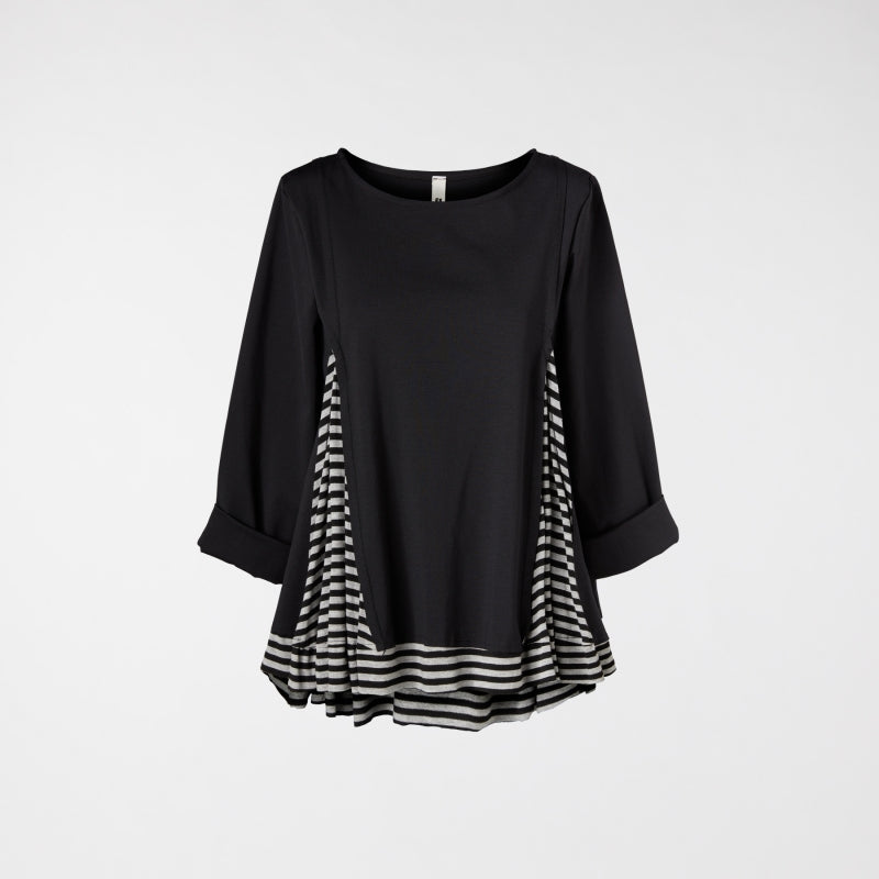 T-SHIRT WITH STRIPED VISCOSE INSERTS - 223695